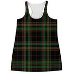 Black And Green Stewart Tartan Print Women's Racerback Tank Top