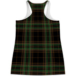 Black And Green Stewart Tartan Print Women's Racerback Tank Top