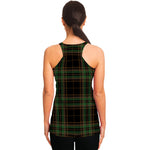 Black And Green Stewart Tartan Print Women's Racerback Tank Top