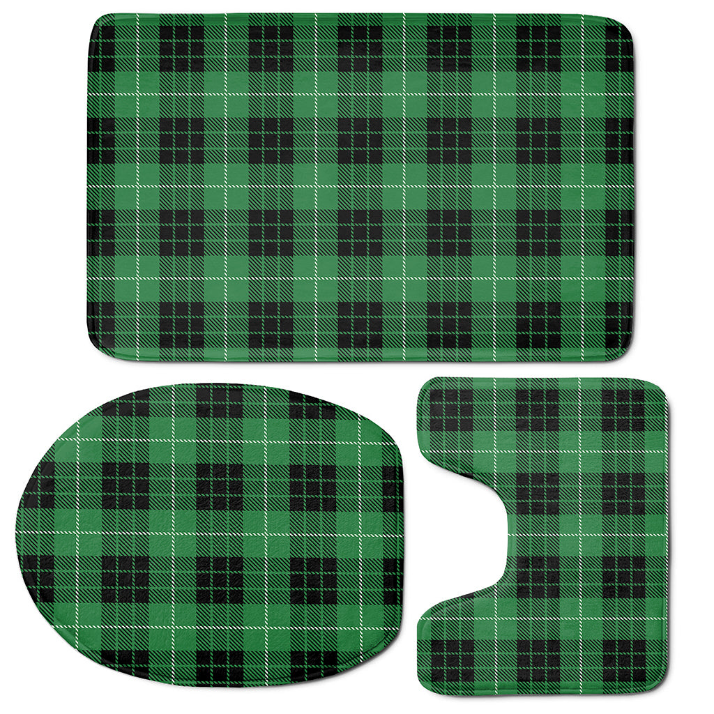 Black And Green Tartan Pattern Print 3 Piece Bath Mat Set