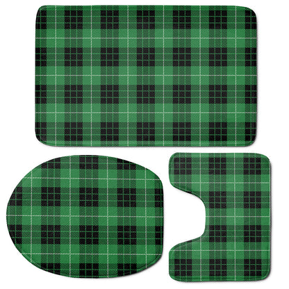 Black And Green Tartan Pattern Print 3 Piece Bath Mat Set
