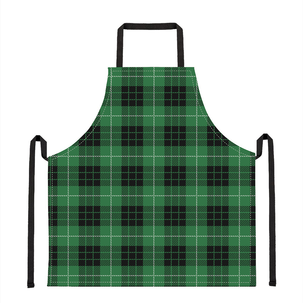 Black And Green Tartan Pattern Print Apron