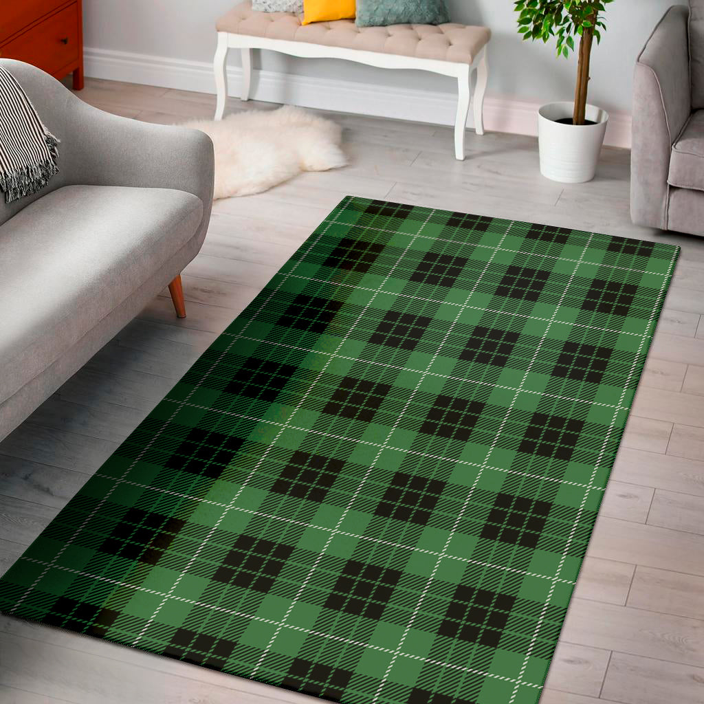 Black And Green Tartan Pattern Print Area Rug
