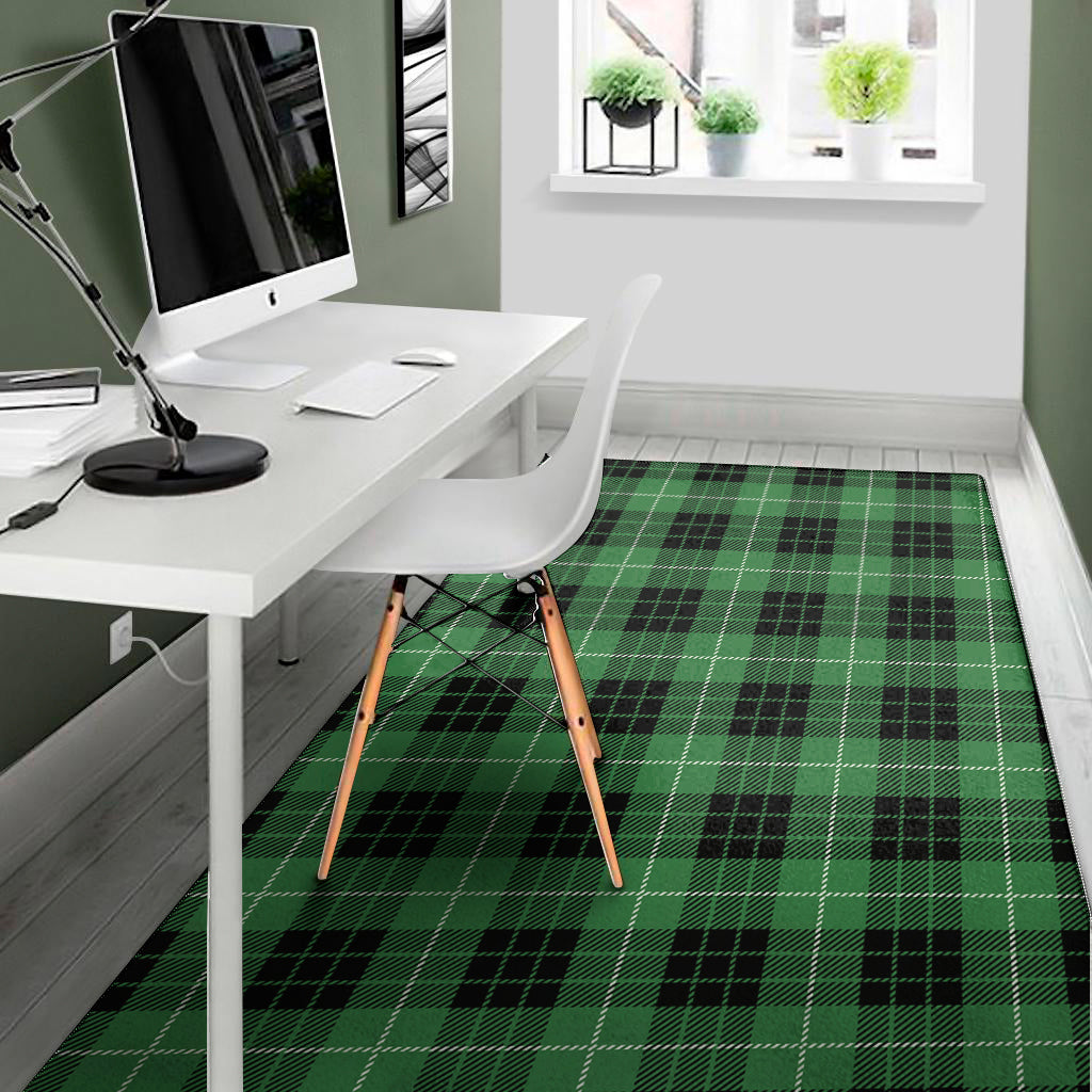 Black And Green Tartan Pattern Print Area Rug