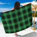 Black And Green Tartan Pattern Print Beach Sarong Wrap
