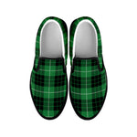 Black And Green Tartan Pattern Print Black Slip On Shoes