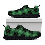 Black And Green Tartan Pattern Print Black Sneakers