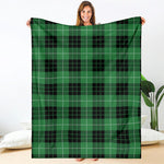 Black And Green Tartan Pattern Print Blanket