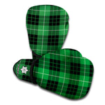 Black And Green Tartan Pattern Print Boxing Gloves