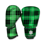 Black And Green Tartan Pattern Print Boxing Gloves