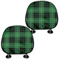 Black And Green Tartan Pattern Print Car Headrest Covers
