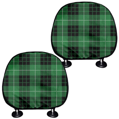 Black And Green Tartan Pattern Print Car Headrest Covers