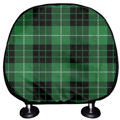 Black And Green Tartan Pattern Print Car Headrest Covers