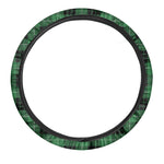 Black And Green Tartan Pattern Print Car Steering Wheel Cover