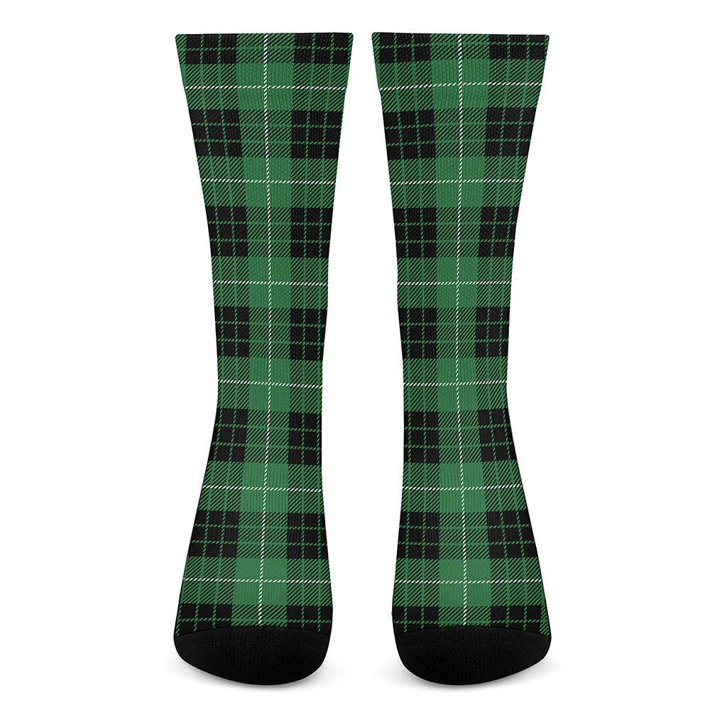 Black And Green Tartan Pattern Print Crew Socks