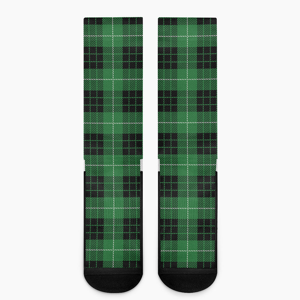 Black And Green Tartan Pattern Print Crew Socks