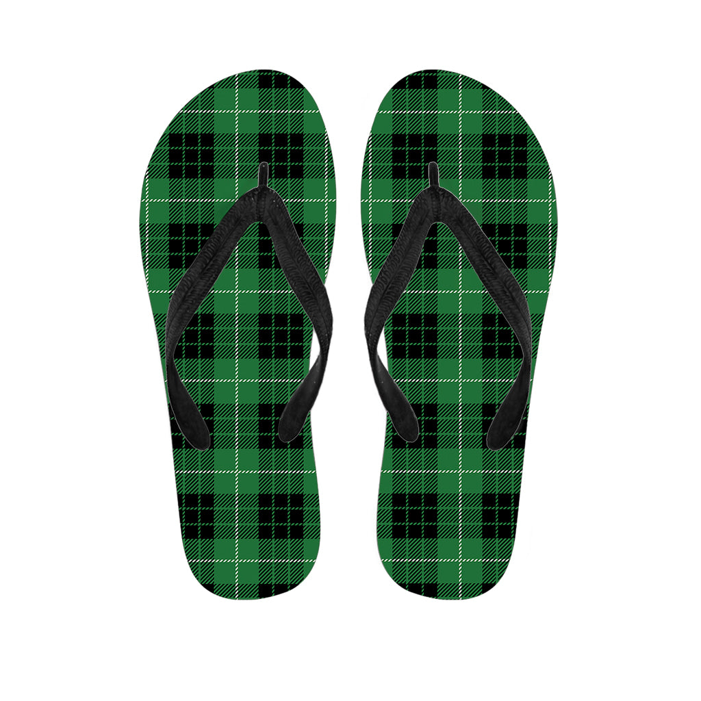 Black And Green Tartan Pattern Print Flip Flops