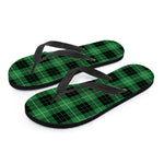 Black And Green Tartan Pattern Print Flip Flops