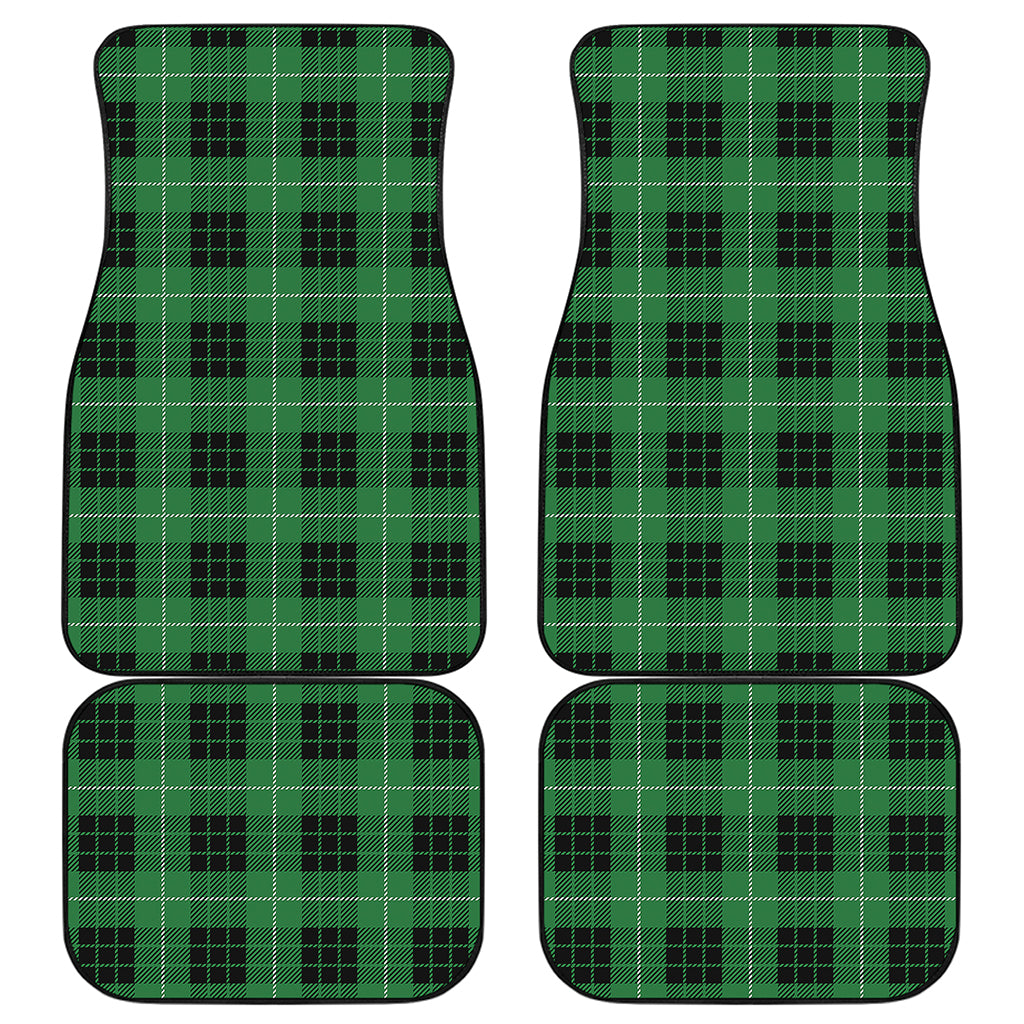 Black And Green Tartan Pattern Print Front and Back Car Floor Mats