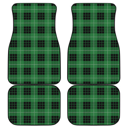 Black And Green Tartan Pattern Print Front and Back Car Floor Mats