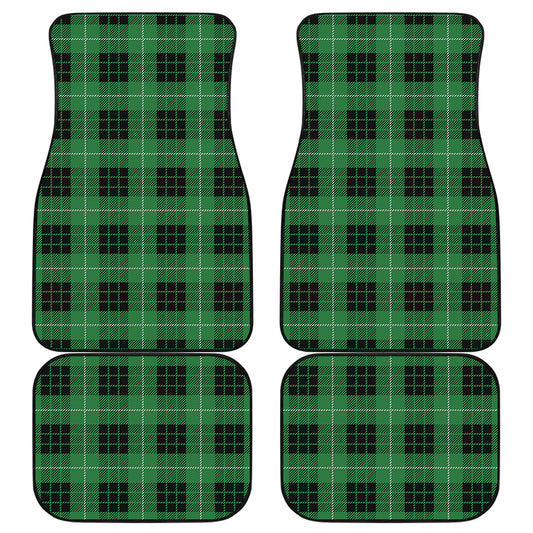 Black And Green Tartan Pattern Print Front and Back Car Floor Mats