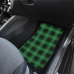 Black And Green Tartan Pattern Print Front and Back Car Floor Mats