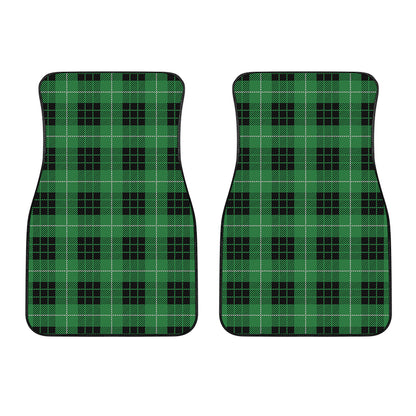 Black And Green Tartan Pattern Print Front Car Floor Mats