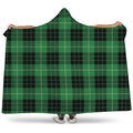 Black And Green Tartan Pattern Print Hooded Blanket