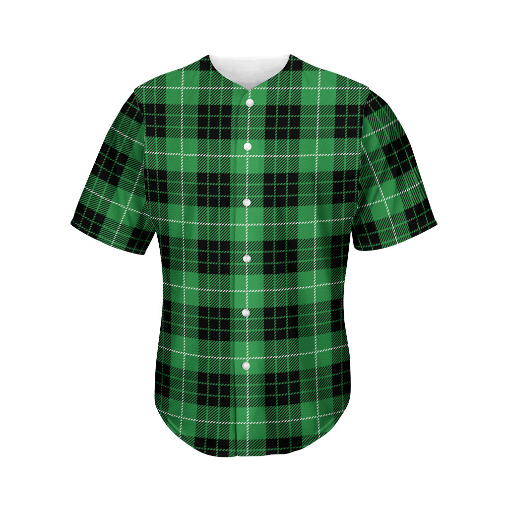 Black And Green Tartan Pattern Print Men's Baseball Jersey