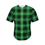 Black And Green Tartan Pattern Print Men's Baseball Jersey