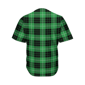 Black And Green Tartan Pattern Print Men's Baseball Jersey