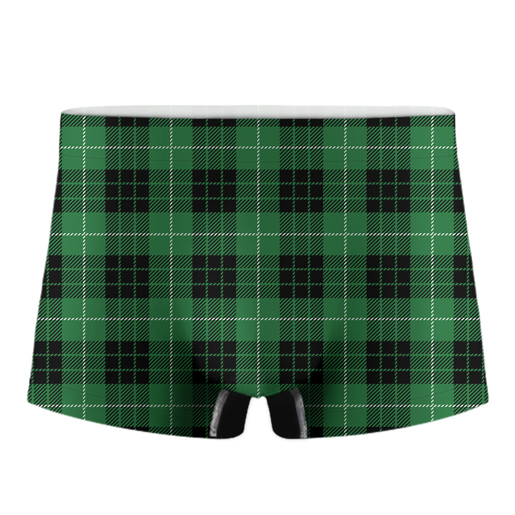 Black And Green Tartan Pattern Print Men's Boxer Briefs