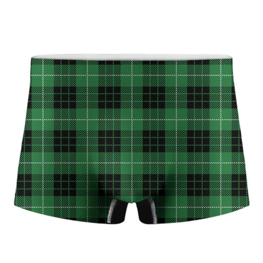 Black And Green Tartan Pattern Print Men's Boxer Briefs