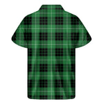 Black And Green Tartan Pattern Print Men's Short Sleeve Shirt