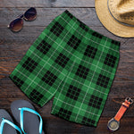 Black And Green Tartan Pattern Print Men's Shorts