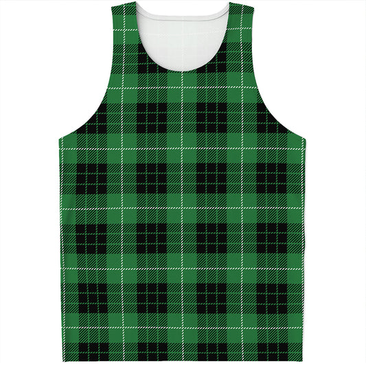 Black And Green Tartan Pattern Print Men's Tank Top