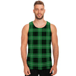 Black And Green Tartan Pattern Print Men's Tank Top