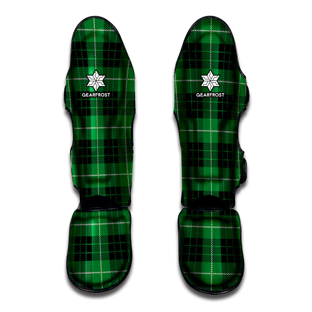 Black And Green Tartan Pattern Print Muay Thai Shin Guard