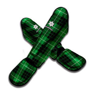 Black And Green Tartan Pattern Print Muay Thai Shin Guard