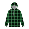 Black And Green Tartan Pattern Print Pullover Hoodie