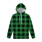 Black And Green Tartan Pattern Print Pullover Hoodie