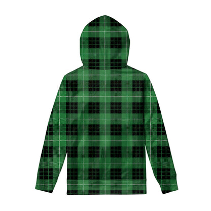 Black And Green Tartan Pattern Print Pullover Hoodie