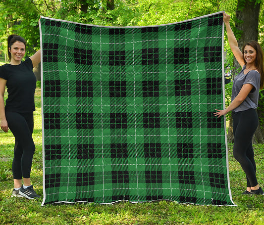 Black And Green Tartan Pattern Print Quilt