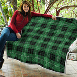 Black And Green Tartan Pattern Print Quilt