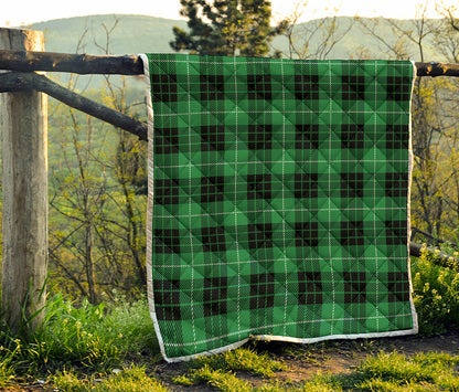 Black And Green Tartan Pattern Print Quilt