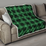 Black And Green Tartan Pattern Print Quilt