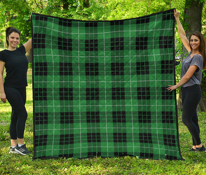 Black And Green Tartan Pattern Print Quilt