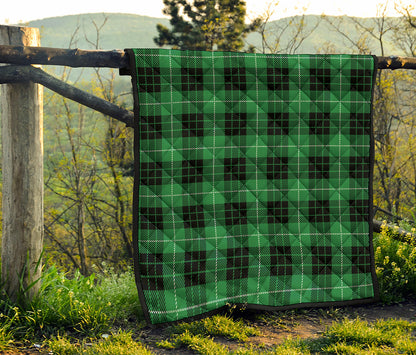 Black And Green Tartan Pattern Print Quilt