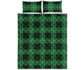 Black And Green Tartan Pattern Print Quilt Bed Set