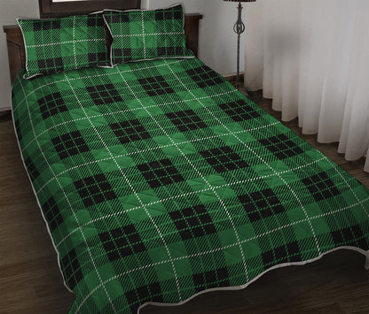 Black And Green Tartan Pattern Print Quilt Bed Set